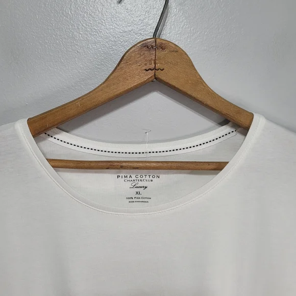Charter Club 100% Pima Cotton White Tee Size XL - Picture 7 of 11